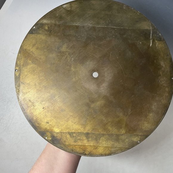 LARGE 10.5" Antique Vintage Enamel Brass Military Time Navy Nautical Clock Face - Picture 9 of 11